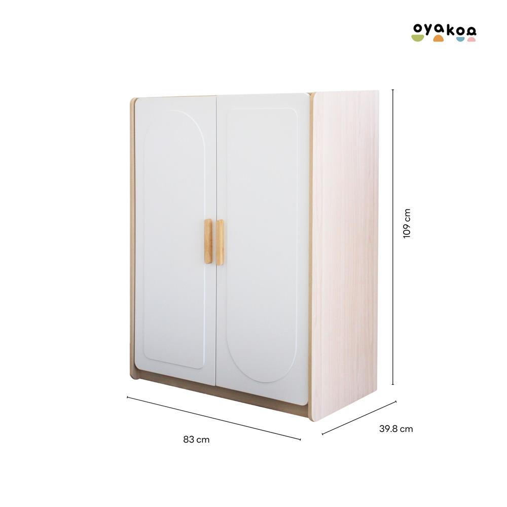 ตู้เสื้อผ้าเด็ก 2 บานเปิด OYAKOO LUNA 83 ซม. สีขาว/ลายไม้