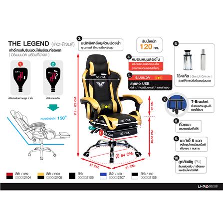 เก้าอี้เกมมิ่ง U-RODECOR THE LEGEND สีฟ้า/ขาว_5