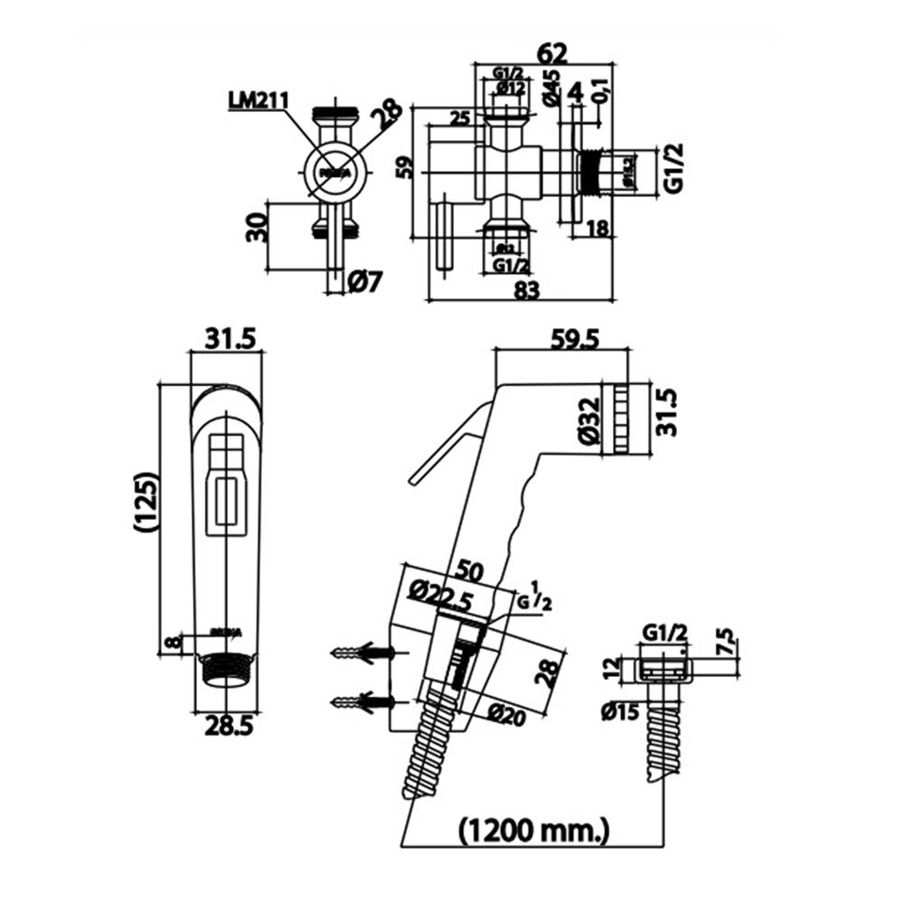 ชุดสายฉีดชำระพร้อมสต๊อปวาล์ว PREMA PM622(SC)(HM) สีโครม