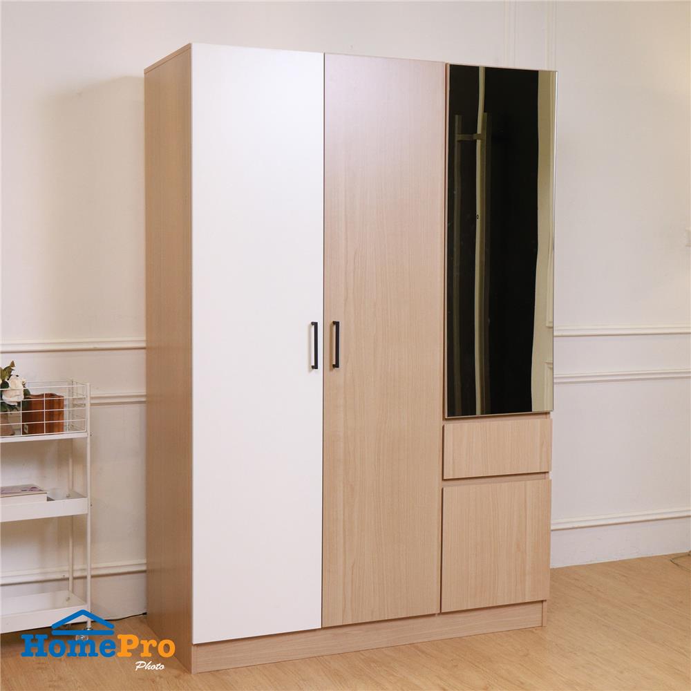 ตู้เสื้อผ้า 2 บานเปิด FURDINI PROGRET 120 ซม. สีโอ๊ค/ขาว