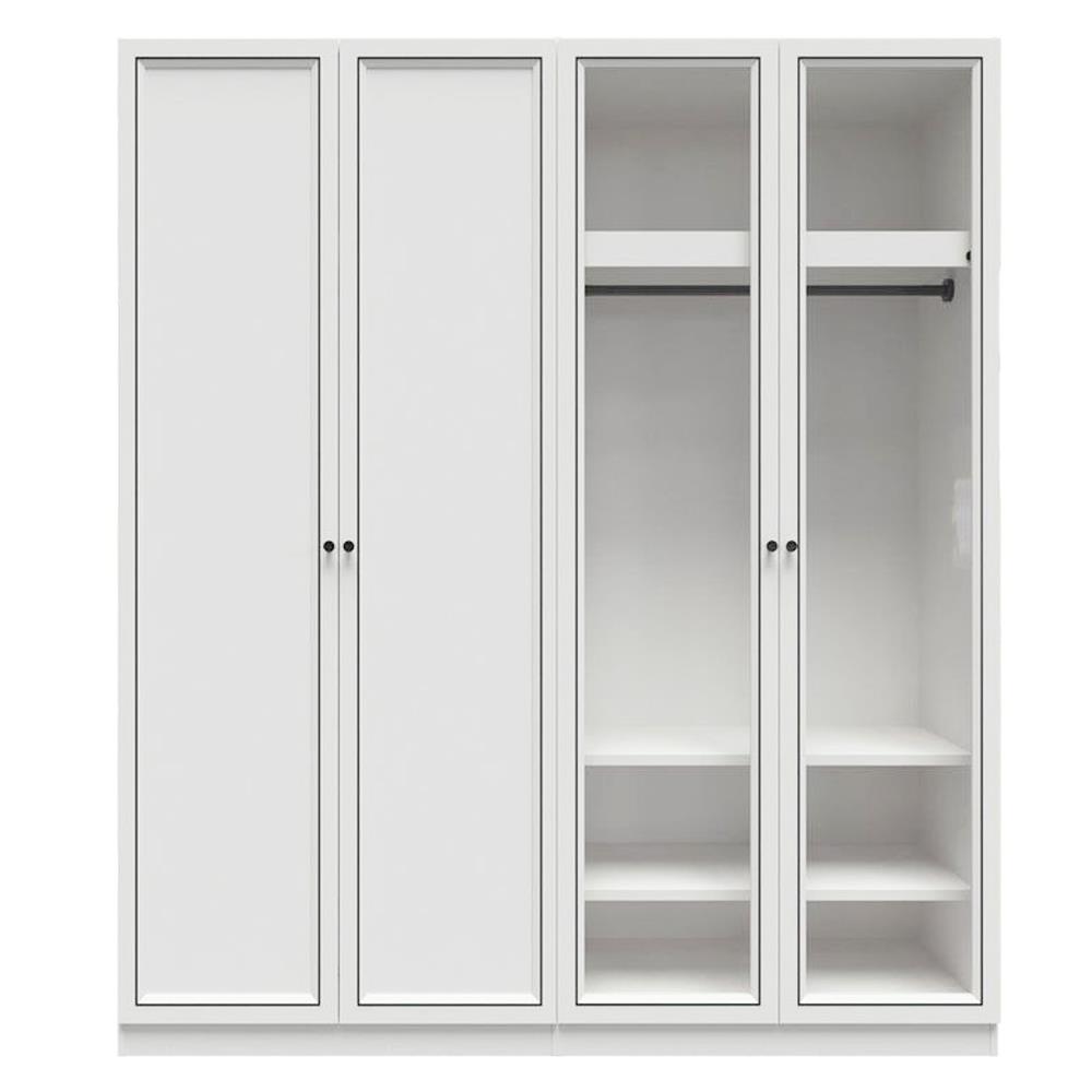 ตู้เสื้อผ้า 4 บานเปิด SB FURNITURE WARDROBE PLUS 59060308 200 ซม. สีขาว