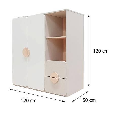 ตู้เสื้อผ้าสำหรับเด็ก 2 บานเปิด FURDINI TORI 120 ซม. สี PINEOAK/ขาว/เทา_6