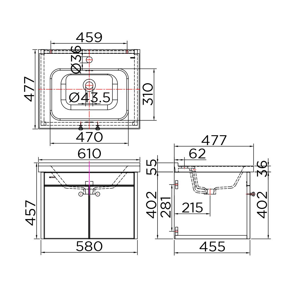 อ่างเคาน์เตอร์ ESTHER EWB-02-003-04