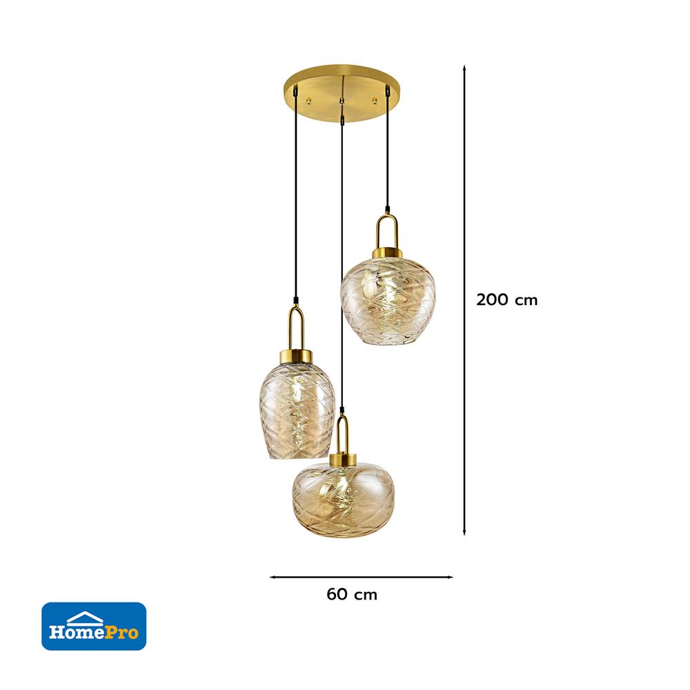 ไฟช่อ CARINI P249181-3R สีน้ำตาล/ดำ/ทอง 3 หัว