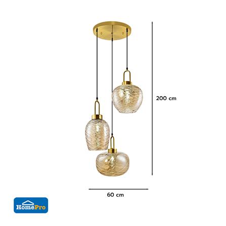 ไฟช่อ CARINI P249181-3R สีน้ำตาล/ดำ/ทอง 3 หัว_4