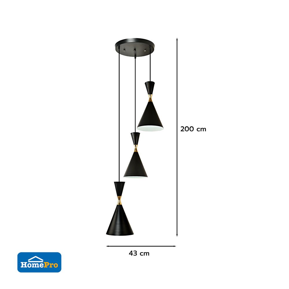 ไฟช่อ CARINI P249270-3B สีดำ/ทอง/ขาว 3 หัว
