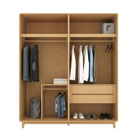 ตู้เสื้อผ้า 4 บานเปิด SB FURNITURE HAGI 19217668 196 ซม. สี MONACO OAK_2