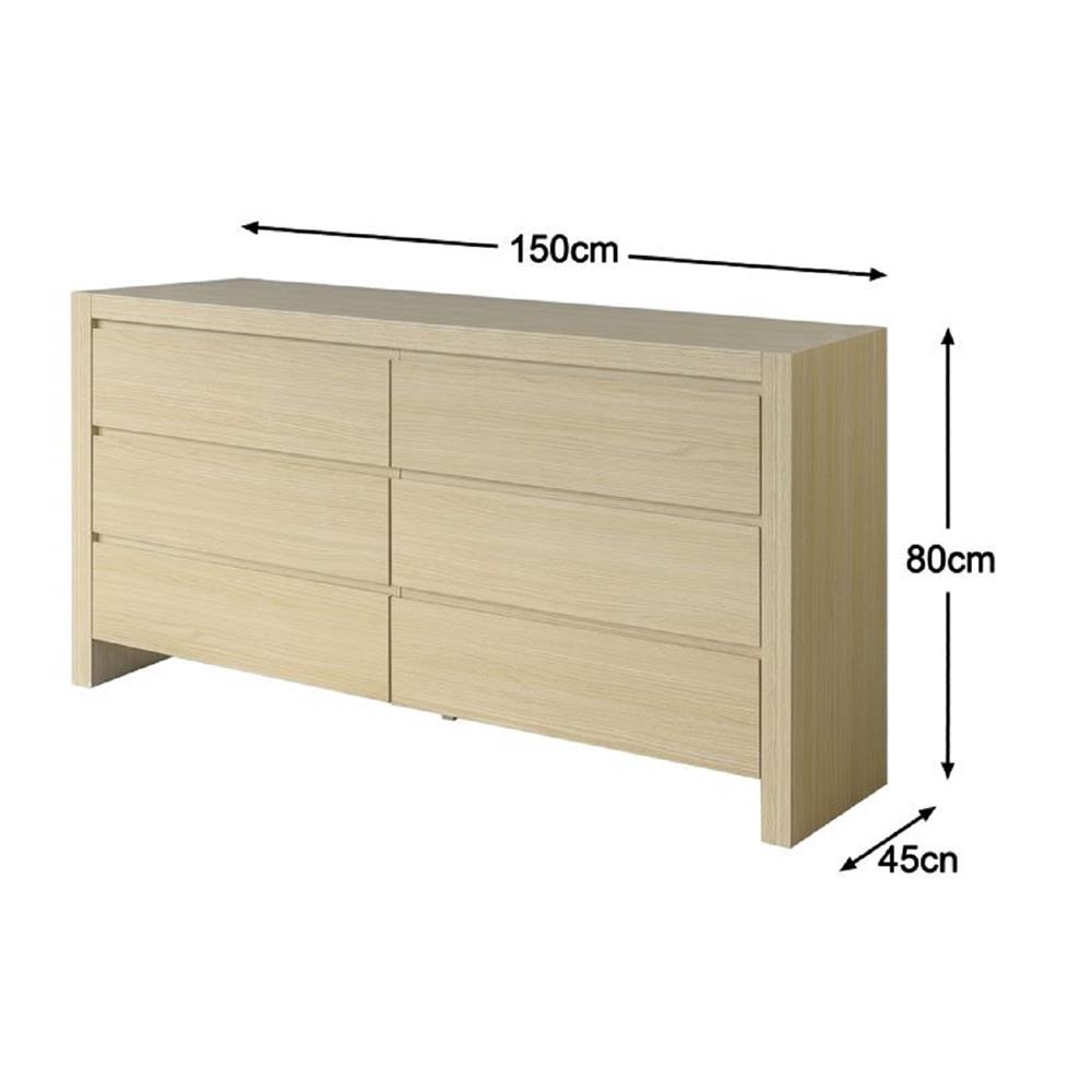 ตู้ลิ้นชัก 6 ลิ้นชัก FURDINI TUSCANI 150 ซม. สี NT OAK