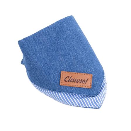 ผ้าพันคอสัตว์เลี้ยง CLAWSET DENIM ลายทาง ไซซ์ M สีฟ้า_0