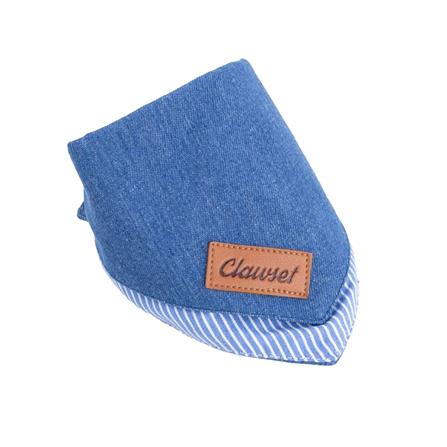 ผ้าพันคอสัตว์เลี้ยง CLAWSET DENIM ลายทาง ไซซ์ XL สีฟ้า_0