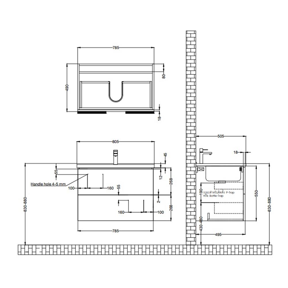 อ่างเคาน์เตอร์ HAFELE 495.16.118 สีเนเชอรัล โอ๊ค