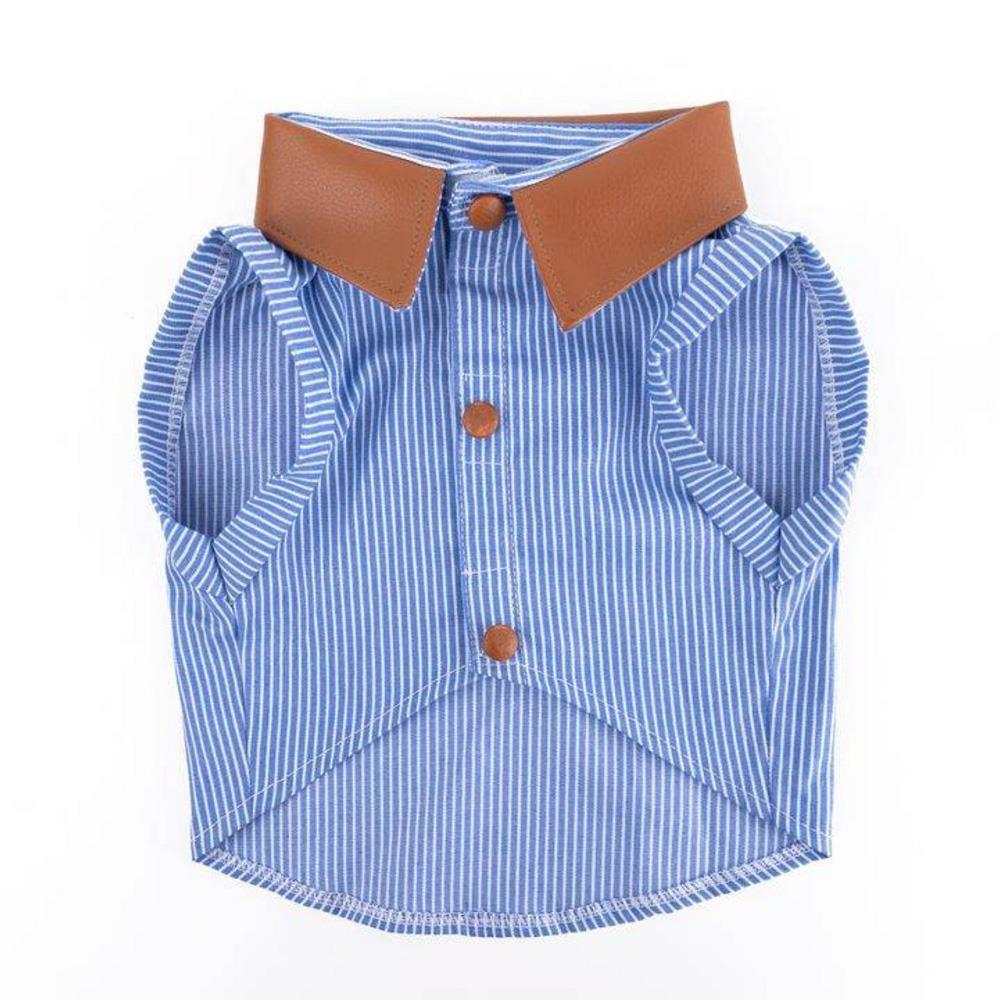 เสื้อสัตว์เลี้ยง CLAWSET DENIM ปกหนัง ไซซ์ S สีฟ้า