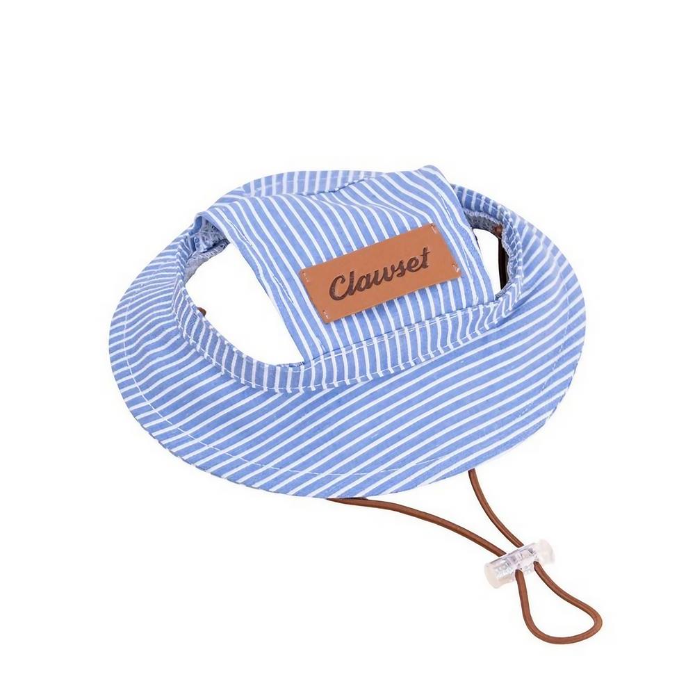 หมวกสัตว์เลี้ยง CLAWSET DENIM ลายทาง ไซซ์ M สีฟ้า