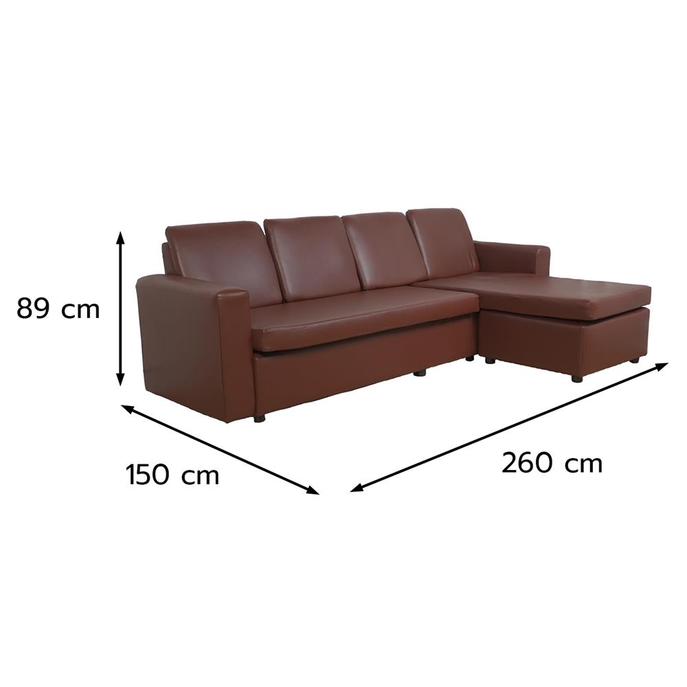 โซฟาเข้ามุม 4 ที่นั่ง FURDINI RALPHS สีน้ำตาลเข้ม