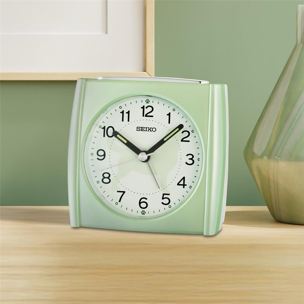นาฬิกาปลุก SEIKO CLOCKS QHE209M 3.3X3.5 นิ้ว สีเขียว