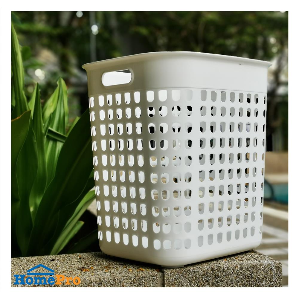 ตะกร้าผ้าเหลี่ยมสูง PLIM AVA BK-112 สีขาว