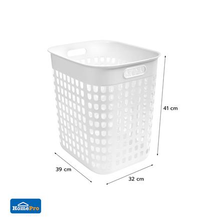 ตะกร้าผ้าเหลี่ยมสูง PLIM AVA BK-112 สีขาว_3