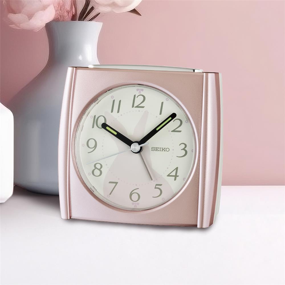 นาฬิกาปลุก SEIKO CLOCKS QHE209P 3.3X3.5 นิ้ว สีชมพู