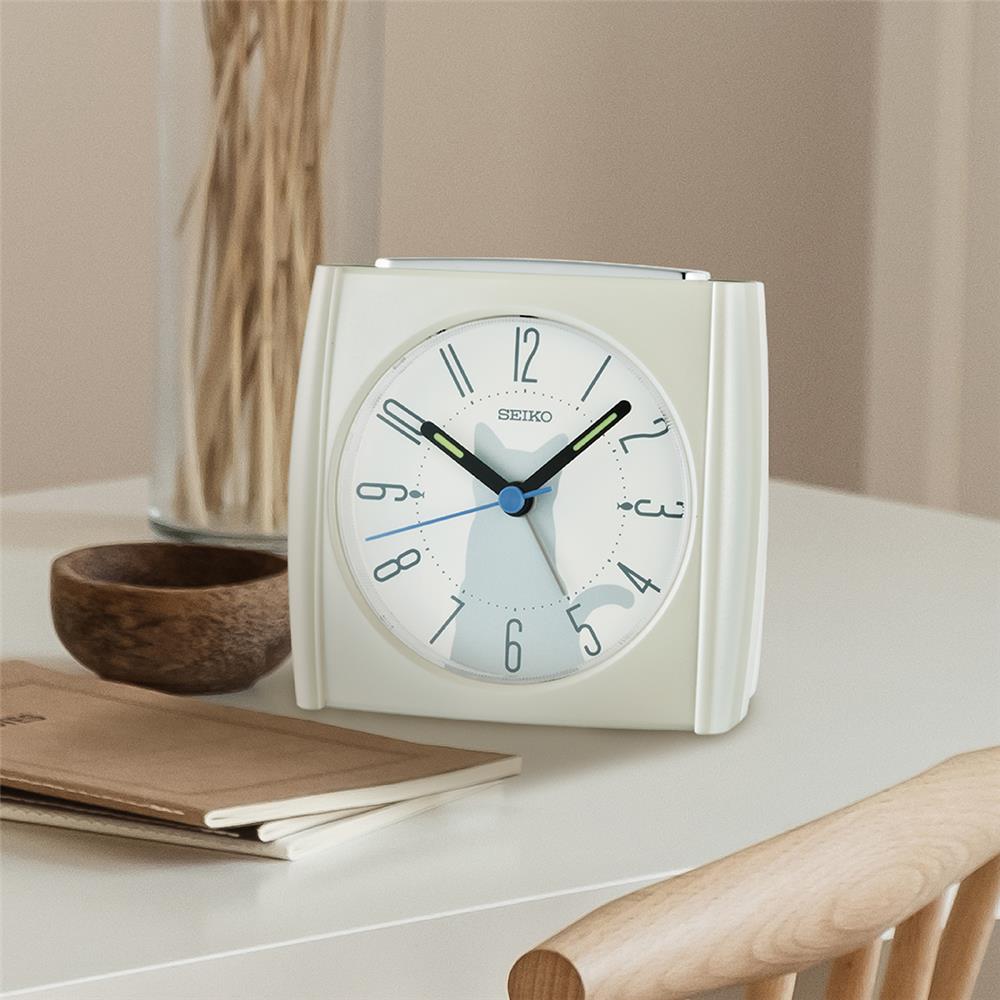นาฬิกาปลุก SEIKO CLOCKS QHE209W 3.3X3.5 นิ้ว สีขาว