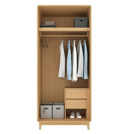 ตู้เสื้อผ้า 2 บานเปิด SB FURNITURE HAGI 19217666 100 ซม. สี MONACO OAK_2