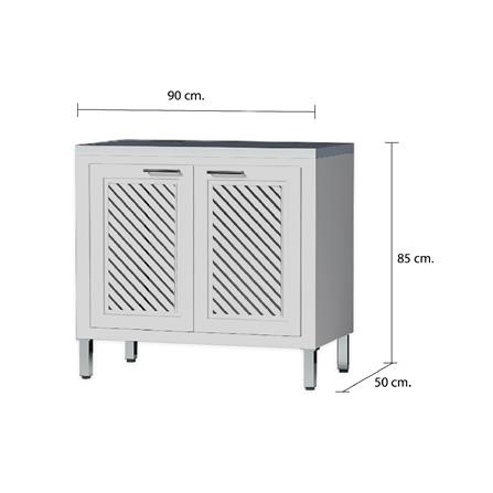 ตู้ตั้งพื้นท็อปเรียบ CABIN HARPER 90x85 ซม. สีเทา_4