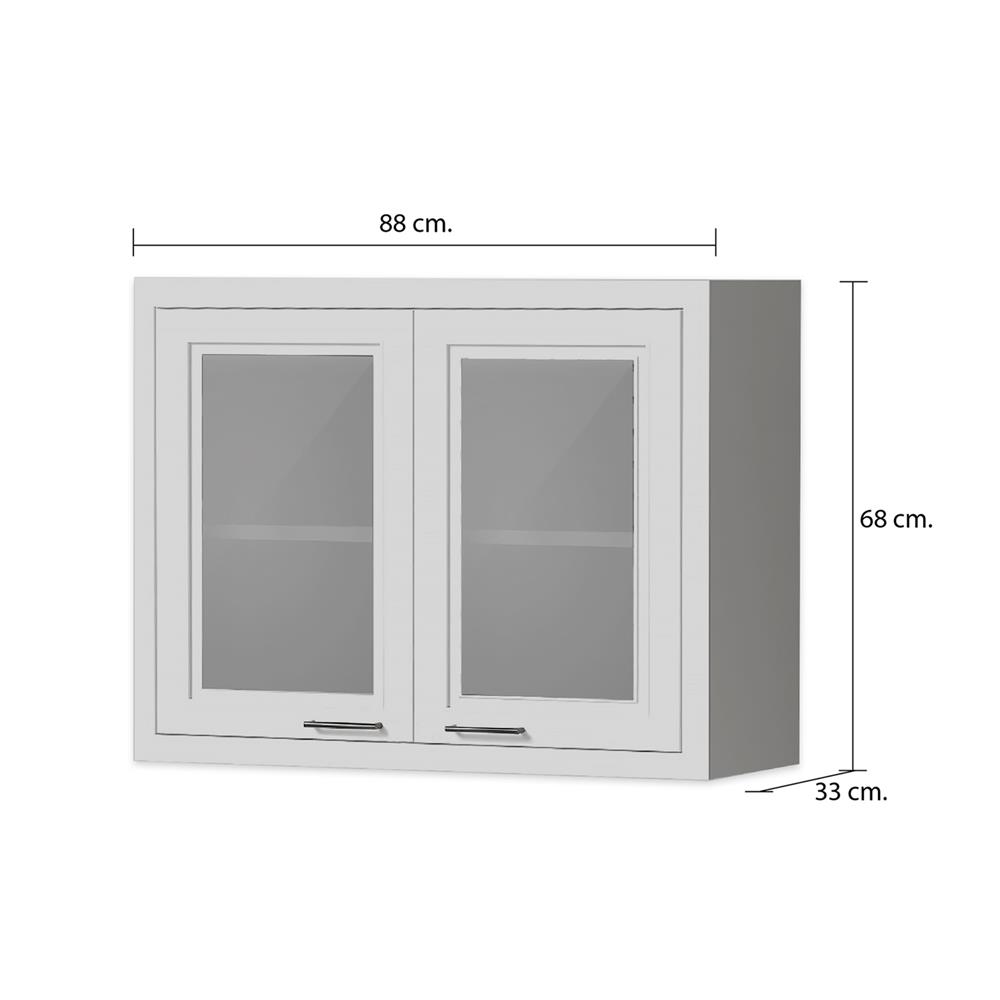 ตู้แขวนบานกระจกคู่ CABIN HARPER 88x68 ซม. สีเทา