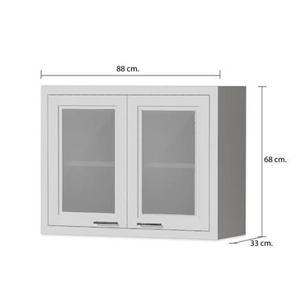 ตู้แขวนบานกระจกคู่ CABIN HARPER 88x68 ซม. สีเทา_4