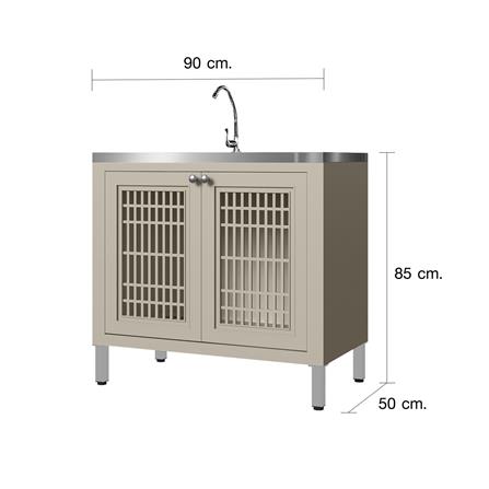 ตู้ตั้งพื้นพร้อมก๊อกซิงค์ CABIN SANDY 1B1D TOP 90x85 ซม. สีเบจ_4