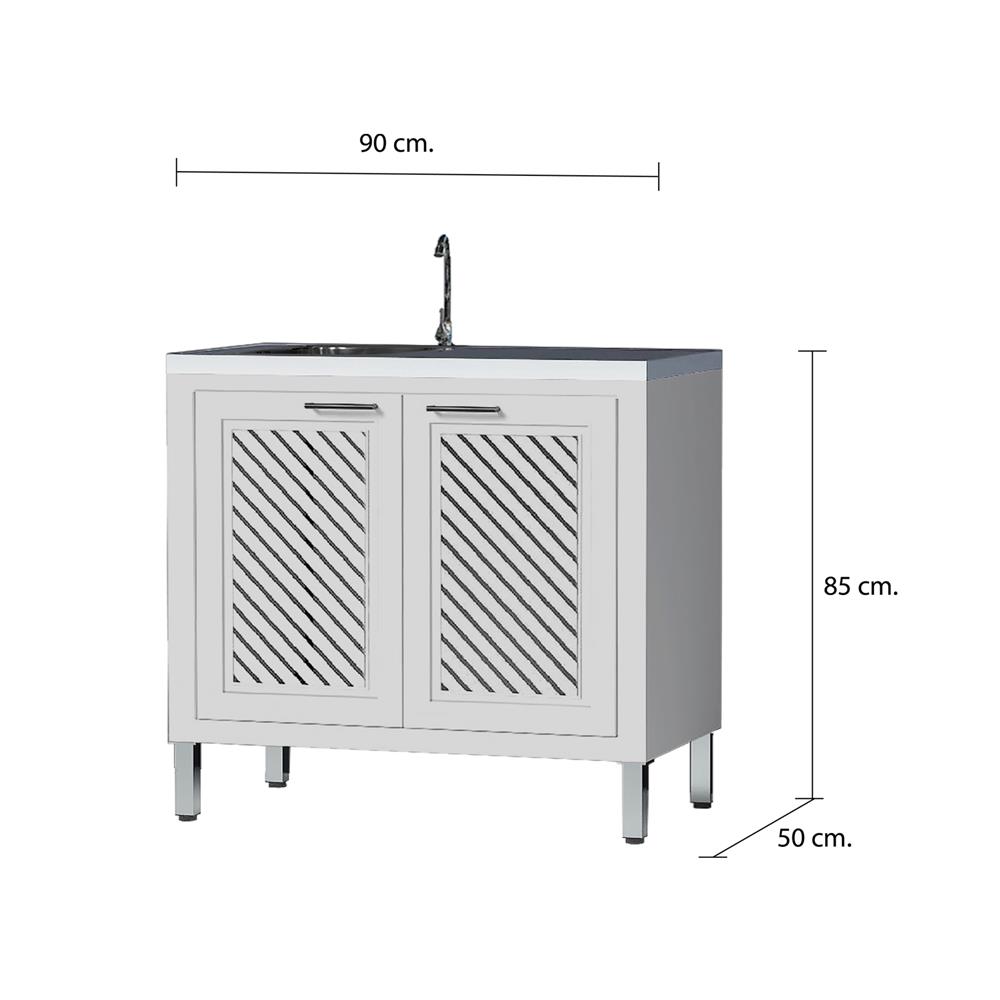 ตู้ตั้งพื้นพร้อมก๊อกซิงค์ CABIN HARPER 1B1D 90x85 ซม. สีเทา