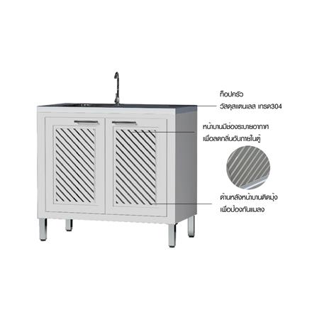 ตู้ตั้งพื้นพร้อมก๊อกซิงค์ CABIN HARPER 1B1D 90x85 ซม. สีเทา_1