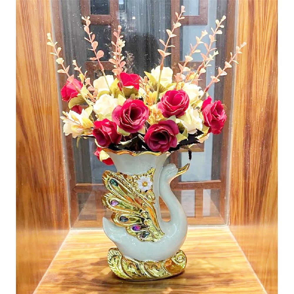 แจกันตกแต่ง INTERY CT209E041_01 สีขาว/ทอง