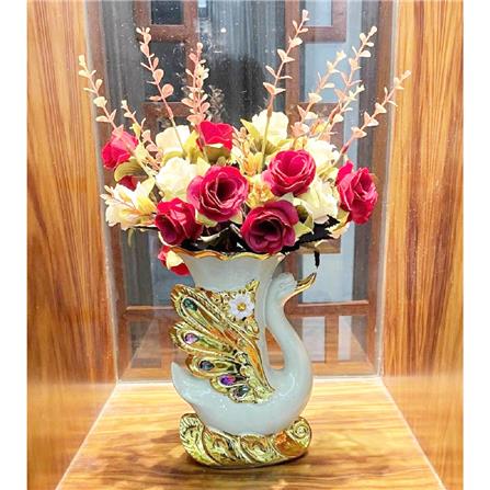 แจกันตกแต่ง INTERY CT209E041_01 สีขาว/ทอง_4