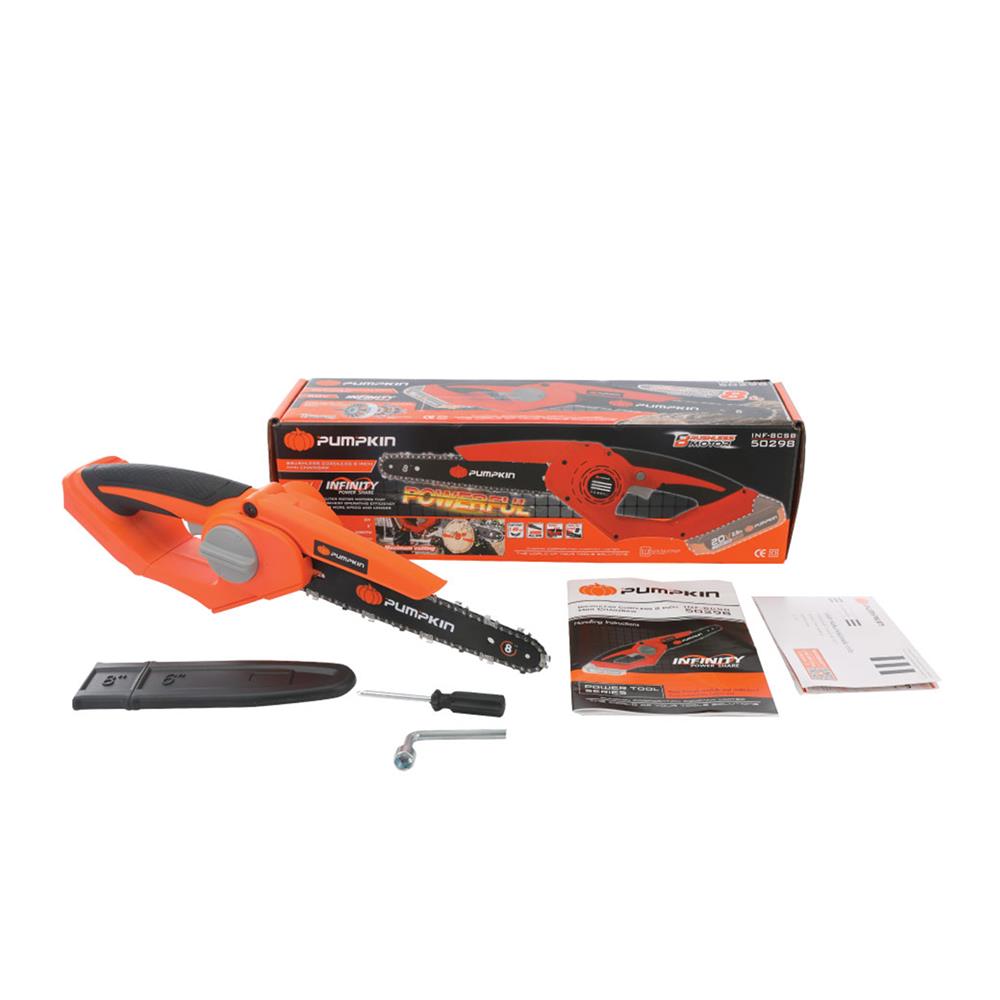 เลื่อยโซ่ไร้สาย (เฉพาะเครื่อง) PUMPKIN INF-8CSB 8 นิ้ว 20 โวลต์
