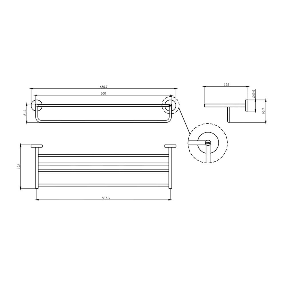 ชั้นวางพร้อมราว WS TS-5212-60 สเตนเลส