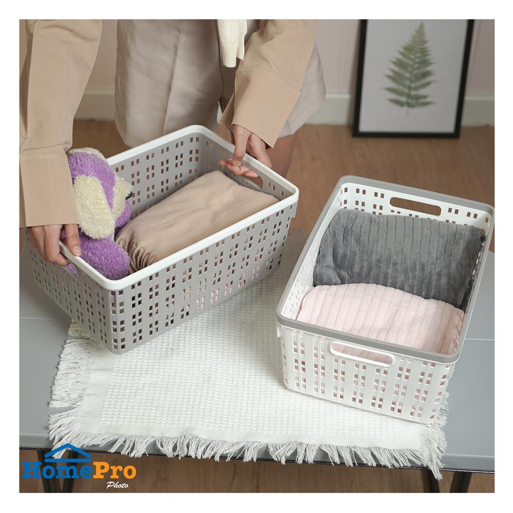 ตะกร้าผ้าเหลี่ยม PLIM FLOW HH-1254 SIZE M สีเทา