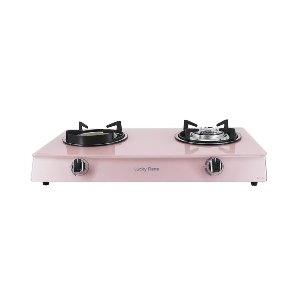 เตาแก๊สตั้งโต๊ะ 2 หัวแก๊ส LUCKY FLAME AG-2102S(P) สีชมพู