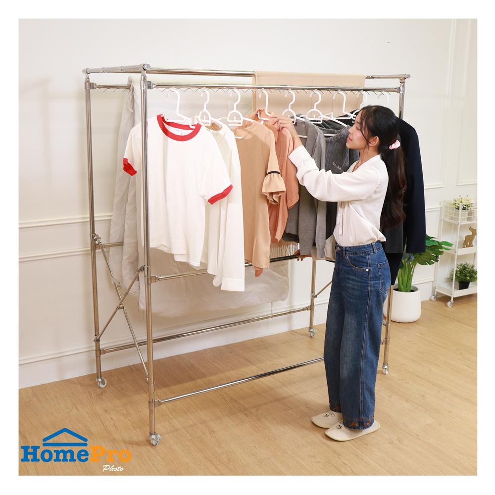 ราวตากผ้าสเตนเลส 304 พับได้ 6 เส้น PLIM EMMA 1.5 ม. สีเงิน