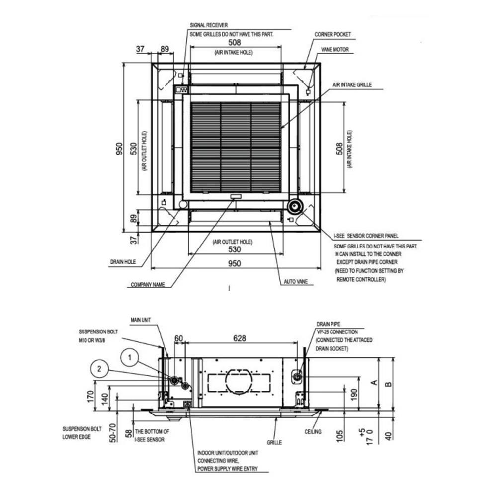 แอร์เพดาน MITSUBISHI PLY-SM36EA4 36167 บีทียู อินเวอร์เตอร์