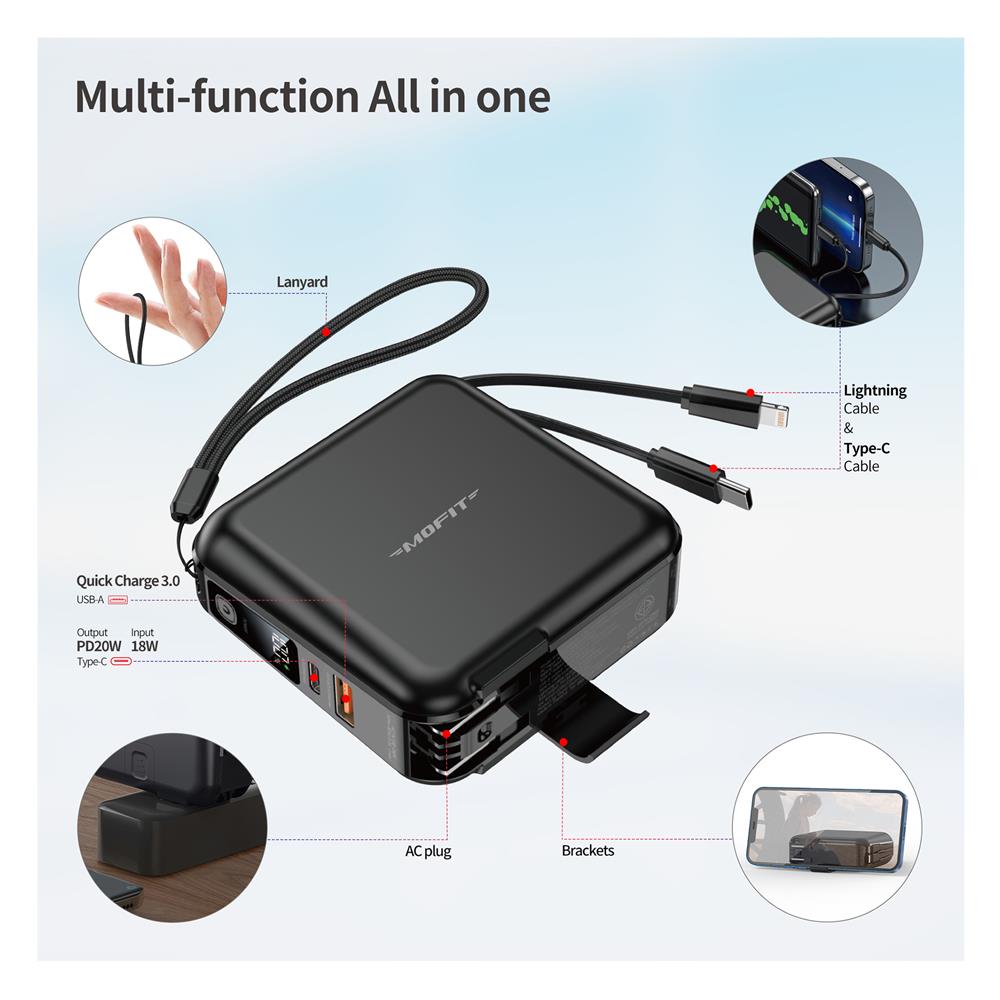 แบตเตอรี่สำรอง MOFIT M15 15000MAH สีดำ