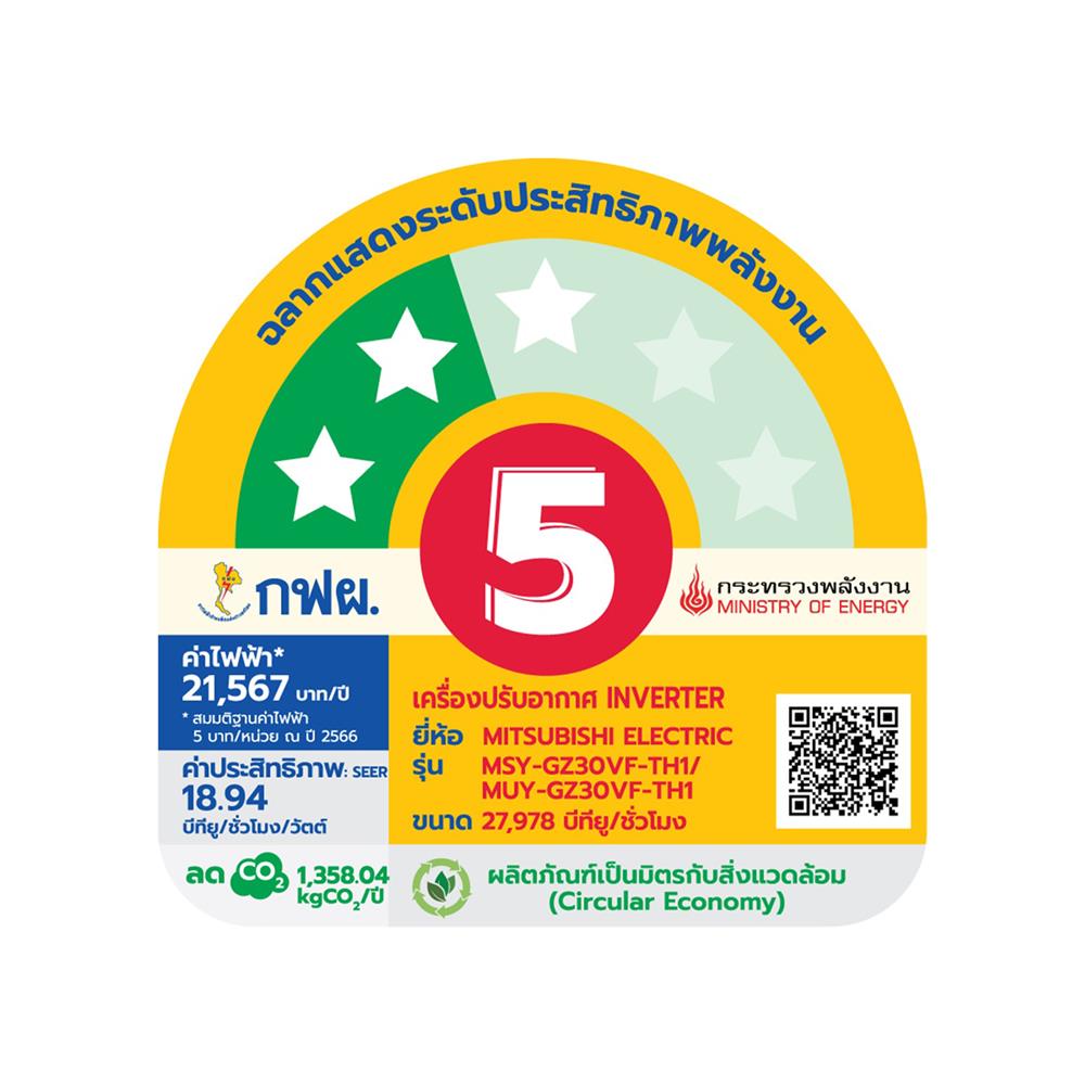 แอร์ผนัง MITSUBISHI MSY-GZ30VF 27978 บีทียู อินเวอร์เตอร์