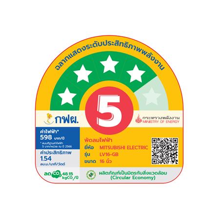 พัดลมตั้งพื้น 16 นิ้ว MITSUBISHI LV16-GB CM-BW สีน้ำตาล_2