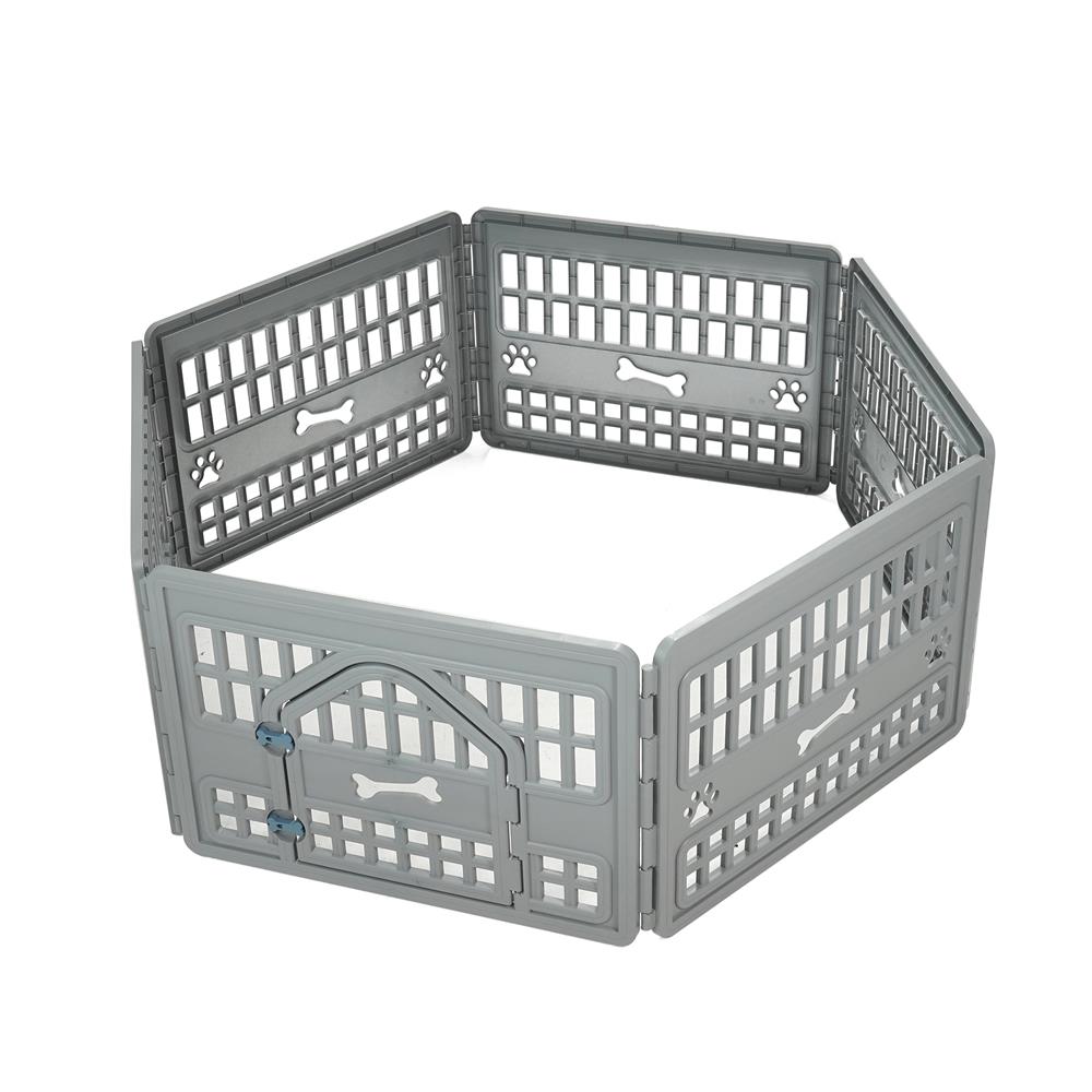 รั้วสัตว์เลี้ยง 6 เหลี่ยม DPETT 172x151 ซม. สีเทา