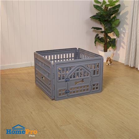 รั้วสัตว์เลี้ยง 4 เหลี่ยม DPETT 85x85 ซม. สีเทา_4