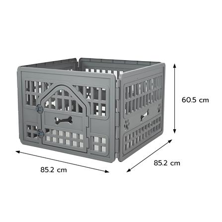 รั้วสัตว์เลี้ยง 4 เหลี่ยม DPETT 85x85 ซม. สีเทา_6