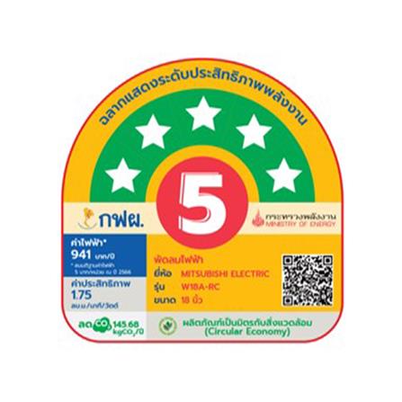 พัดลมติดผนัง 18 นิ้ว MITSUBISHI W18A-RC WHT สีขาว_2