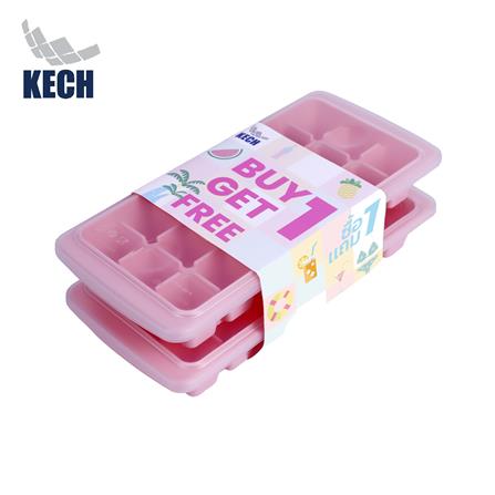 ที่ทำน้ำแข็งมีฝาปิด 21 ช่อง KECH สีชมพู (แพ็ก 1 แถม 1)_0