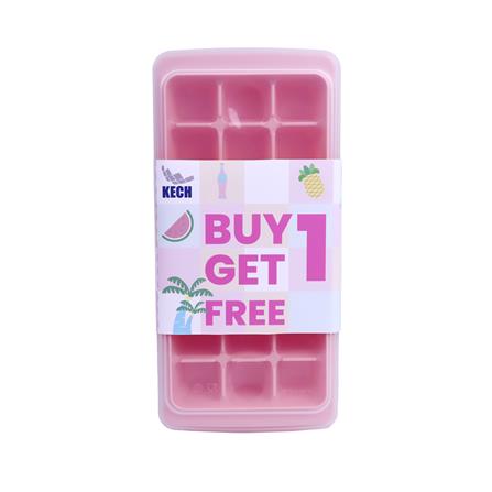ที่ทำน้ำแข็งมีฝาปิด 21 ช่อง KECH สีชมพู (แพ็ก 1 แถม 1)_1