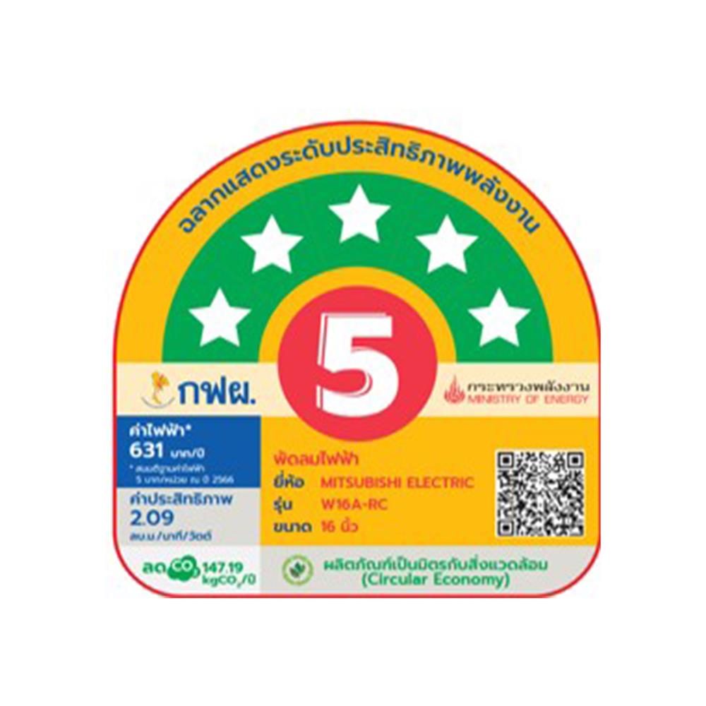 พัดลมติดผนัง 16 นิ้ว MITSUBISHI W16A-RC WH สีขาว