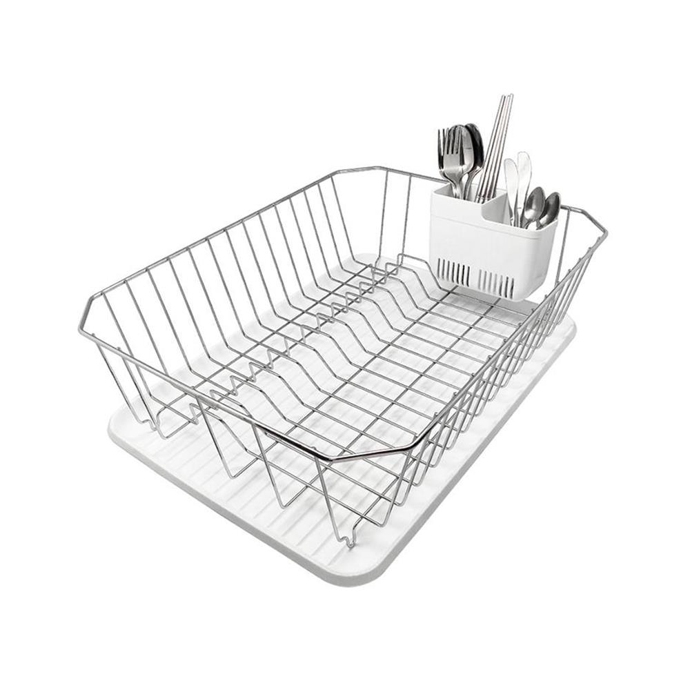 ชั้นคว่ำจานสเตนเลส พร้อมที่ใส่ช้อนและถาดรองน้ำ KECH FIRM