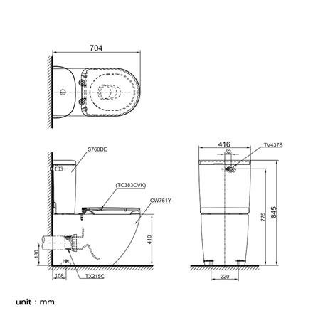 สุขภัณฑ์ TOTO CST761 3/4.8 ลิตร สีขาว_1